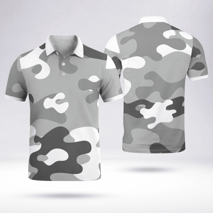 Camouflage Slim Fit Polo T Shirts Fresh And Sporty White Collar