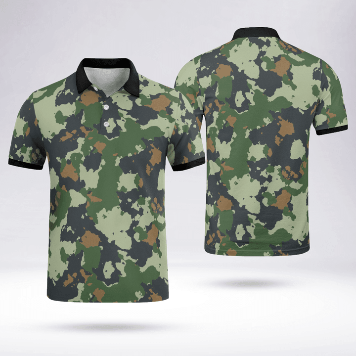 Camouflage Designer Polo High-Quality Mesh Fabric Black Collar