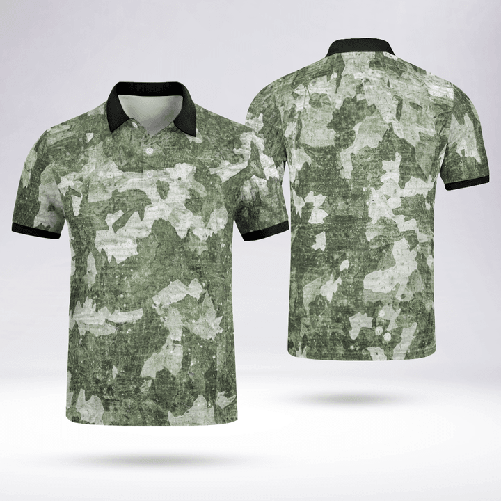 Camo Polo Classic Fit T Shirt Breathable Comfy Fabric Black Collar