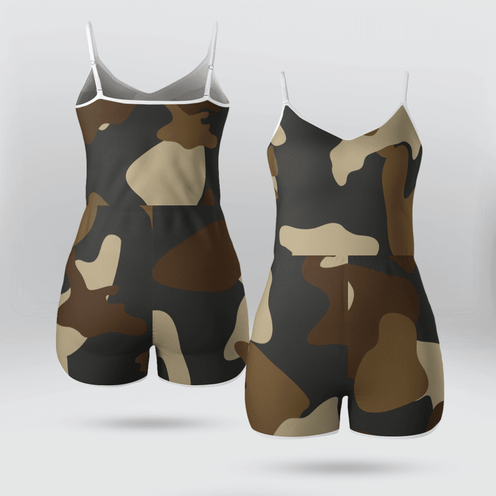 Impressive Army Print Shorts Jumpsuit Romper Soft And Breathable