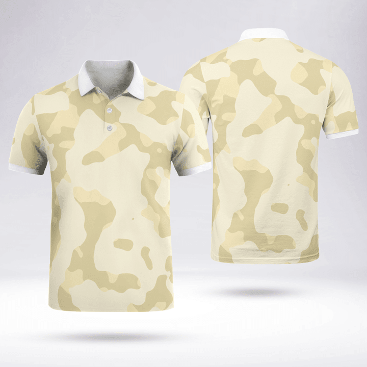 Camouflage Mens Slim Fit Polo Shirt Fresh And Sporty White Collar