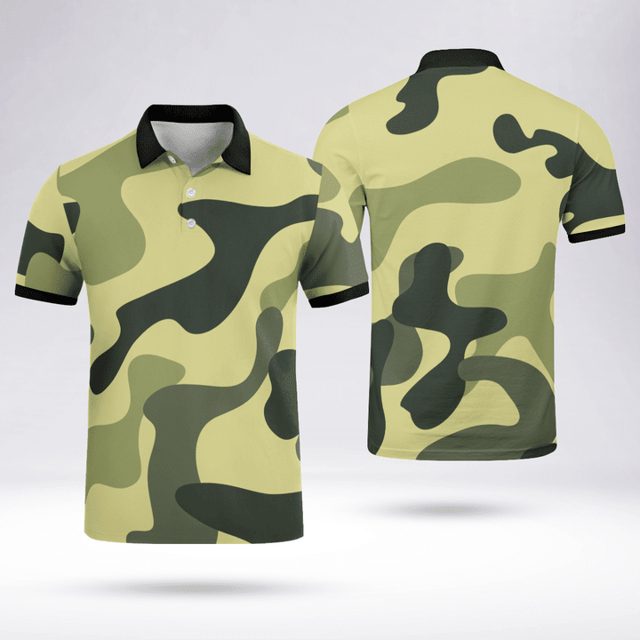 Camouflage Custom Collared Shirt High-Quality Mesh Fabric Black Collar