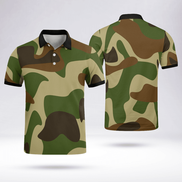 Army Style Mens Slim Fit Polo Shirt Fresh And Sporty Black Collar