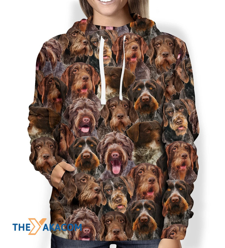 A Bunch Of German Wirehaired Pointer Dogs Face All Over Print Hoodie