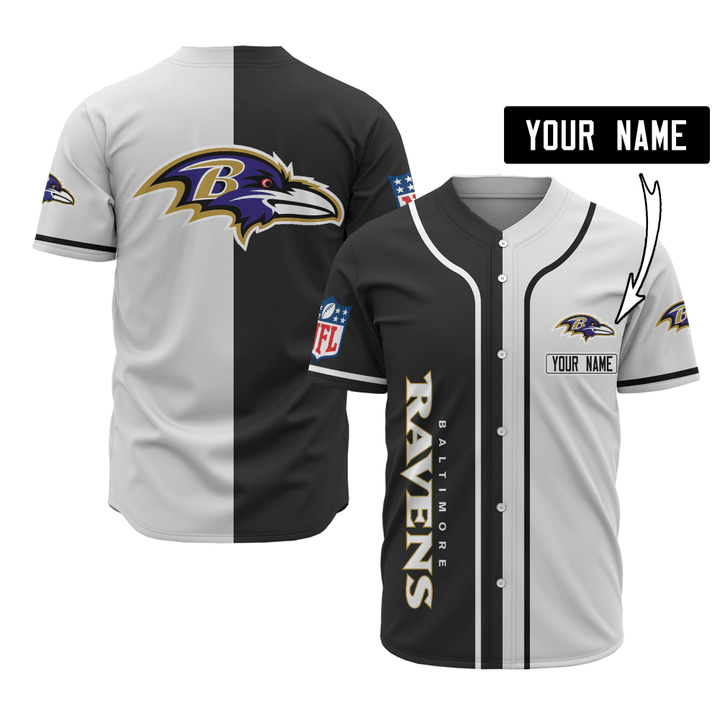 Personalize Baseball Jersey - Custom Name Personalized BALTIMORE RAVENS Baseball Jersey For Fans - Baseball Jersey LF