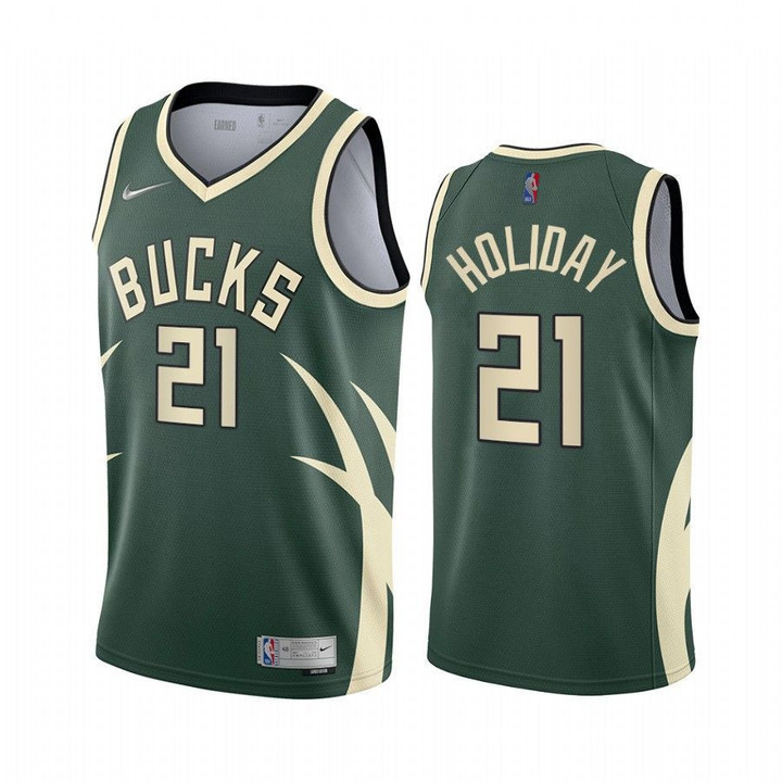 Milwaukee Bucks #21 Jrue Holiday Green Nba Swingman 2020-21 Earned Edition Jersey Nba