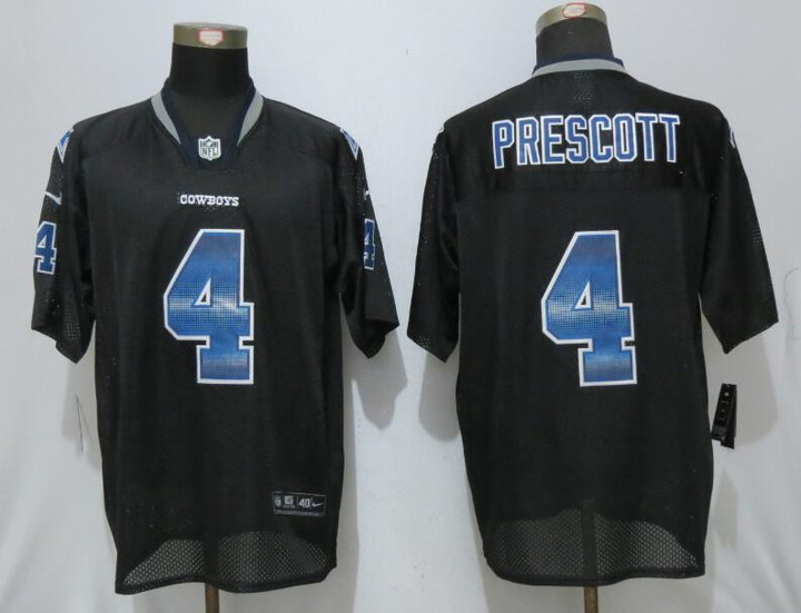 Men's Dallas Cowboys #4 Dak Prescott Black Strobe Stitched Nfl Nike Fashion Jersey Nfl