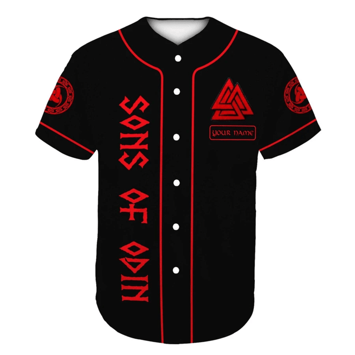 Custom Name Sons Of Odin Baseball Viking Lovers Print Polyester Spandex Baseball Jersey Shirt Baseball Jersey Lf