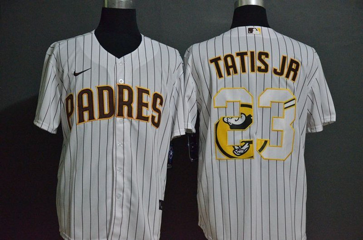 Men's San Diego Padres #23 Fernando Tatis Jr. White Team Logo Stitched Mlb Cool Base Nike Jersey Mlb