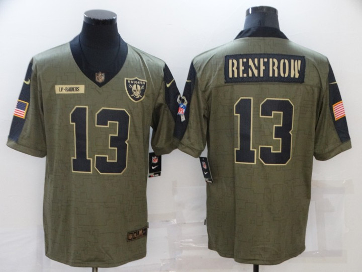 Men's Las Vegas Raiders #13 Hunter Renfrow 2021 Olive Salute To Service Limited Stitched Jersey Nfl