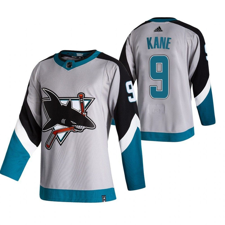 San Jose Sharks #9 Evander Kane Grey Men's Adidas 2020-21 Reverse Retro Alternate Nhl Jersey Nhl