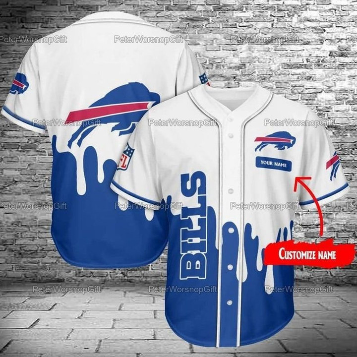 Personalize Baseball Jersey - Buffalo Bills Custom Name Baseball Shirt , Buffalo Bills Baseball Jersey Shirt, NFL Baseball Shirt, Vintage Baseball Shirt - Baseball Jersey LF
