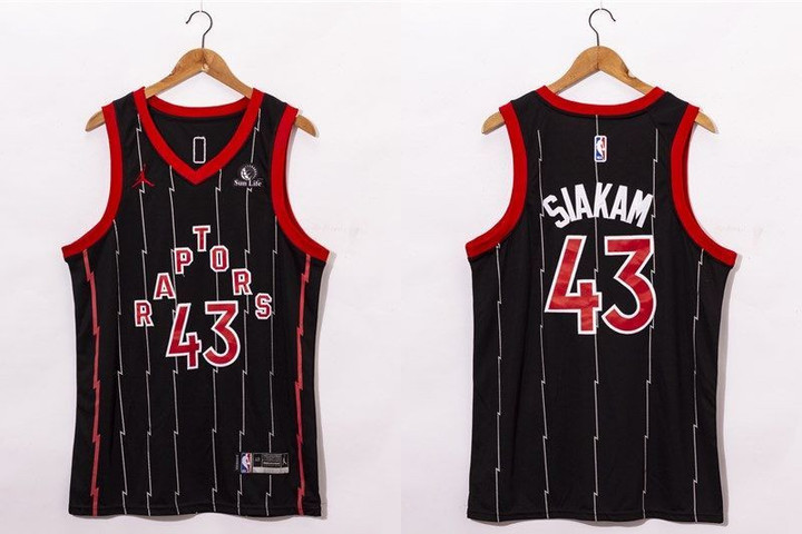 Men's Toronto Raptors #43 Pascal Siakam Black 2021 Brand Jordan City Edition Swingman Jersey With The Sponsor Logo Nba