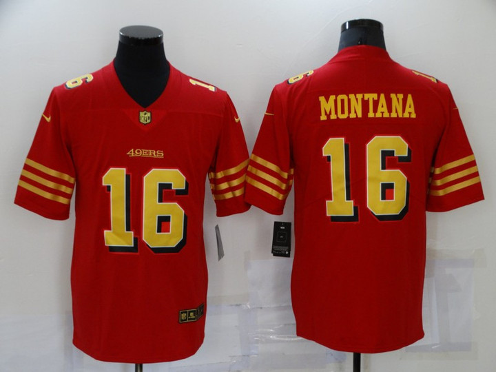 Men's San Francisco 49Ers #16 Joe Montana Red Gold 2021 Vapor Untouchable Stitched Nfl Nike Limited Jersey Nfl