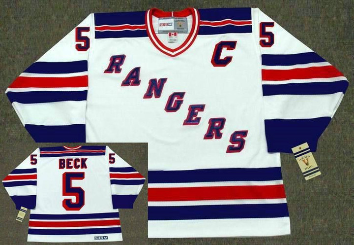 Men's York Rangers #5 Barry Beck 1983 Ccm Vintage Home Nhl Hockey Jersey Nhl