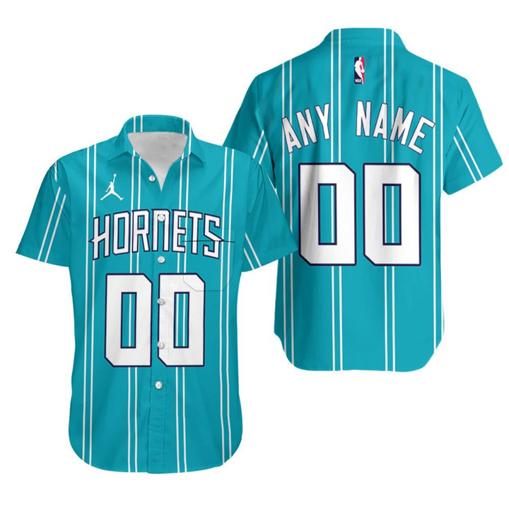 Personalized Charlotte Hornets Any Name 00 2020 NBA Aqua Team Jersey Inspired Style Hawaiian Shirt