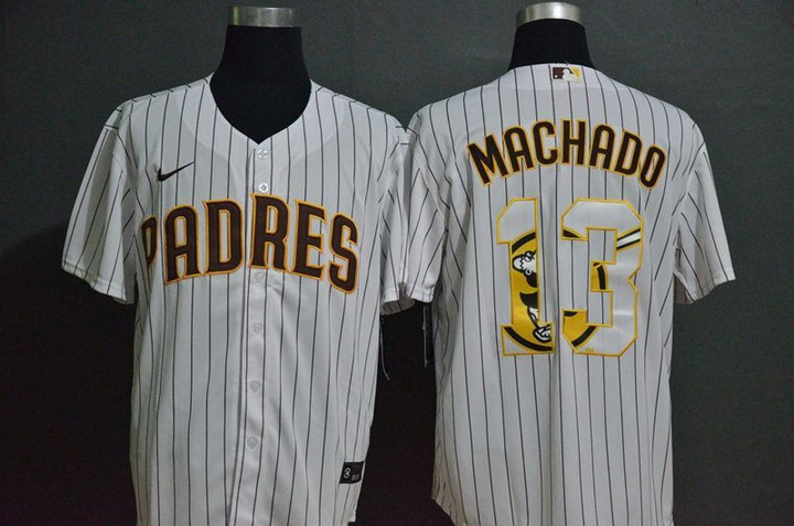 Men's San Diego Padres #13 Manny Machado White Team Logo Stitched Mlb Cool Base Nike Jersey Mlb