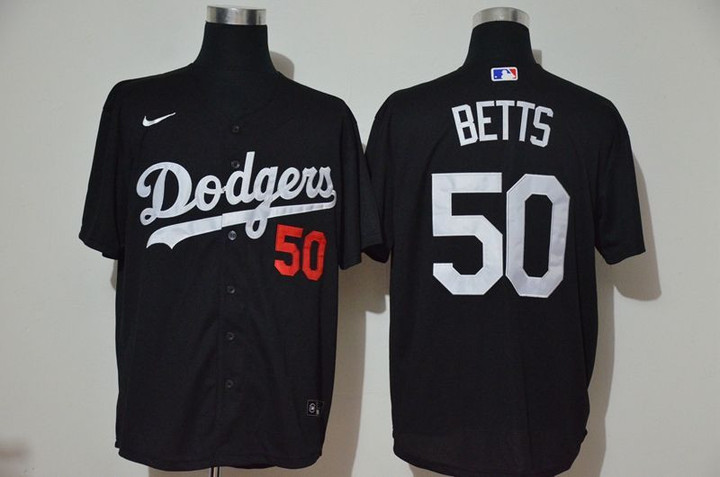 Men's Los Angeles Dodgers #50 Mookie Betts Black Stitched Mlb Cool Base Nike Jersey Mlb