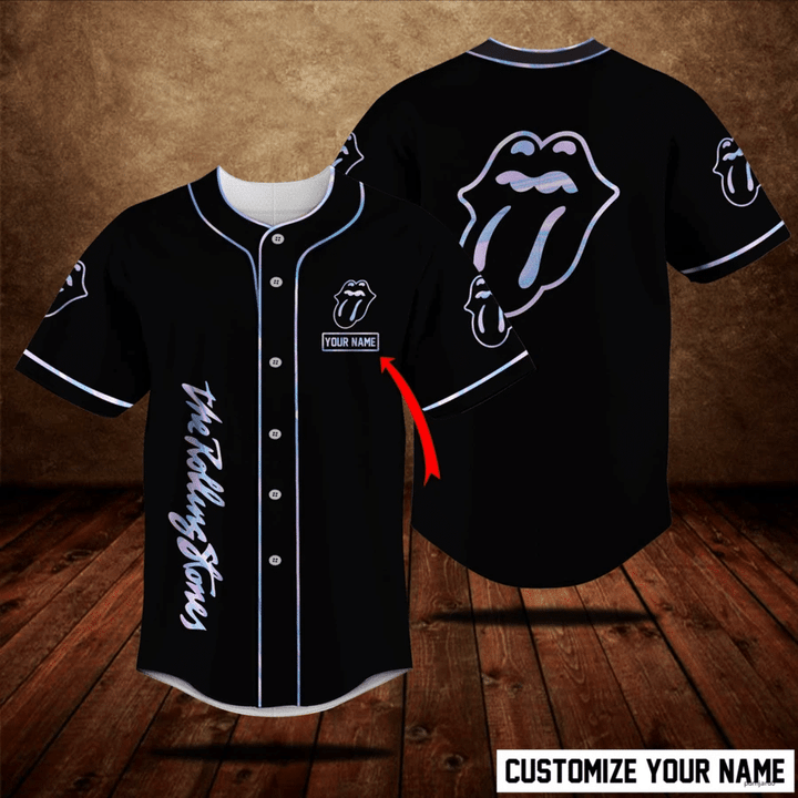 Spychedelic Rolling Stone Colorful Unisex Buttoned Baseball Jersey Shirt | Cotton Short Sleeve Baseball Jersey Shirt Baseball Jersey Lf