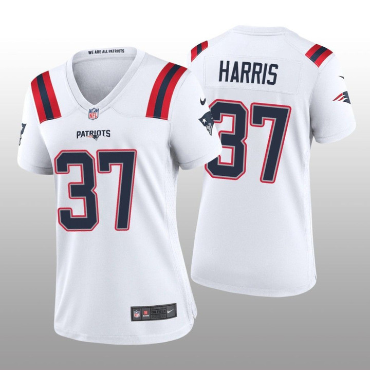 Women's New England Patriots #37 Damien Harris White Game Jersey NFL- Women's