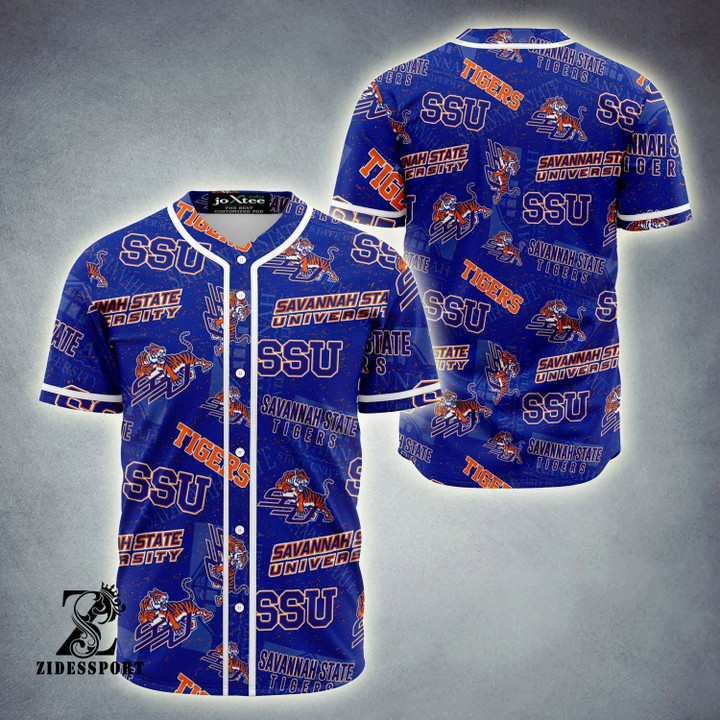 Savannah State University Tigers Blue Baseball Jersey | Colorful | Adult Unisex | S - 5Xl Full Size - Baseball Jersey Lf