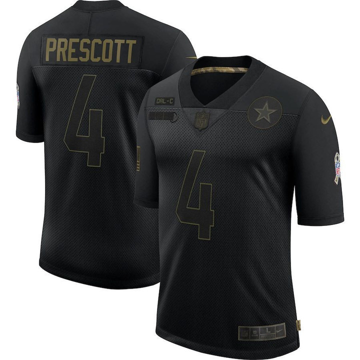 Nike Cowboys 4 Dak Prescott Black 2020 Salute To Service Limited Jersey Nfl