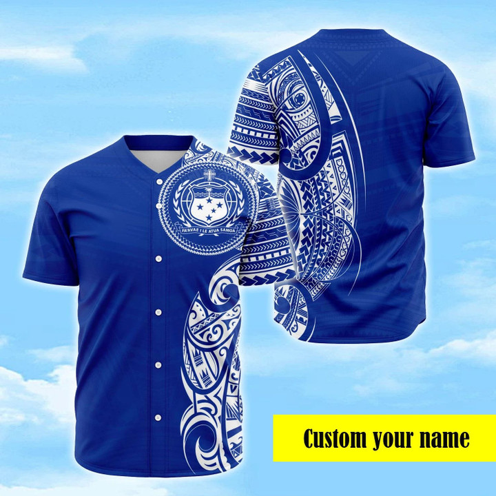 Western Samoa Blue Polynesian Baseball Jersey | Colorful | Adult Unisex | S - 5Xl Full Size - Baseball Jersey Lf