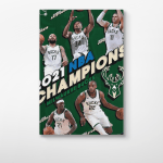 Milwaukee Bucks 2021 NBA Finals Champions Canvas Portrait