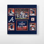 Atlanta 2021 World Series Champions 5-Photo Collage with a Capsule of Game-Used World Series DIY Square Canvas