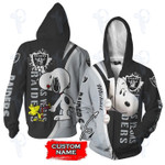 Las Vegas Raiders NFL Snoopy Custom name 3D All Over Printed Shirt, Sweatshirt, Hoodie, Bomber Jacket Size S - 5XL