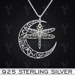 Hippie Moon Dragonfly Handmade 925 Sterling Silver Pendant Necklace