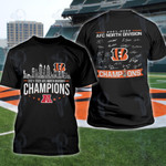 CINCINNATI BENGALS 2021 2022 AFC NORTH DIVISION CHAMPIONS NFL AUTOGRAPHED Two Sided Graphic Unisex T Shirt, Sweatshirt, Hoodie Size S - 5XL