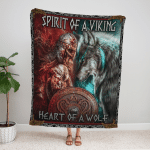 Spirit Of A Vikings, Heart Of A Wolf Fleece Blanket 165