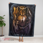 Native American Wolf 347 Fleece Blanket