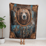 Native American Bear 426 Fleece Blanket