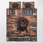 Dachshund Reading Book Quilt Bed Set 106