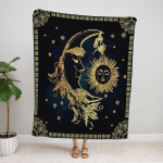 Wicca Sun and Moon Mandala Fleece Blanket 129