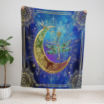Wicca Native Dragonfly And Moon 407 Fleece Blanket