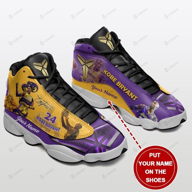 Kobe bryant basketball purple black air jordan 13 shoes sneaker personalized- gift shoes for fan like sneaker add cusname - men-8