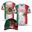 Mexico Grungle Flag Customize 3D All Over Printed Baseball Shirt & Cap - AM Style Design