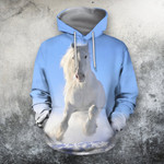 3D All Over Print White Horse Blue Sky Shirts - Amaze Style™
