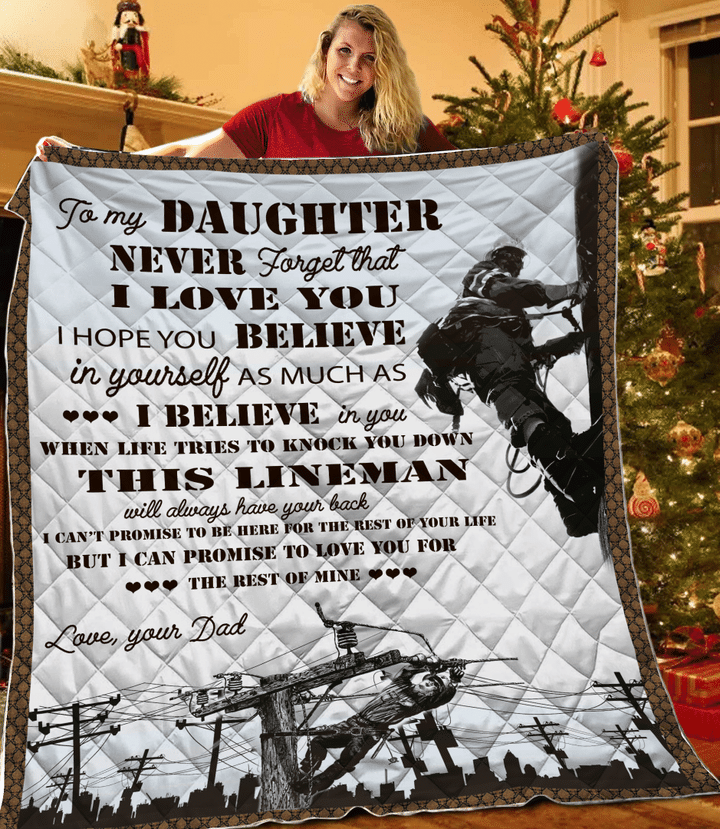 Lineman Dad To My Daughter All Over Printed Quilt MEI - Amaze Style™-Quilt