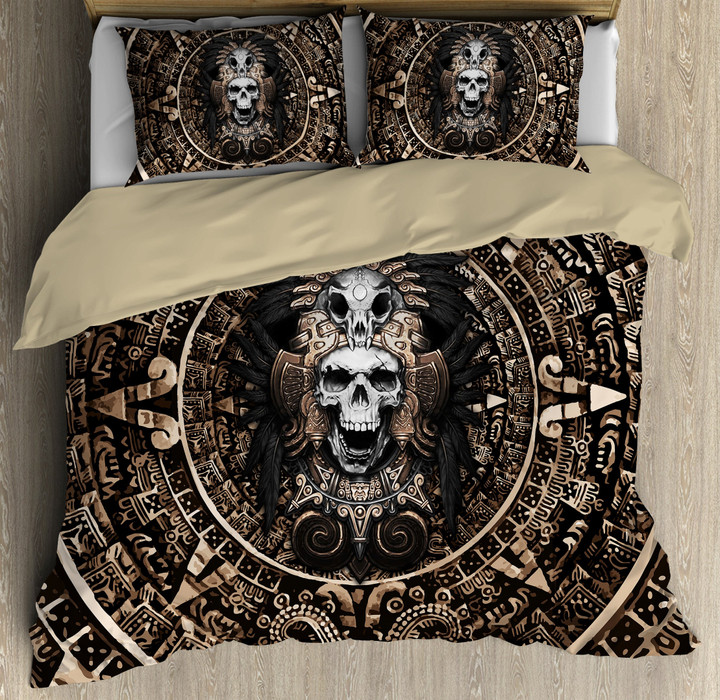 Mexico Aztec Skull Warrior  Bedding Set QB07022005 - Amaze Style™-Quilt