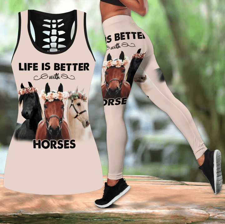 Life is Better with Horses Legging & Tank Top TNA12152005 - Amaze Style™-Apparel