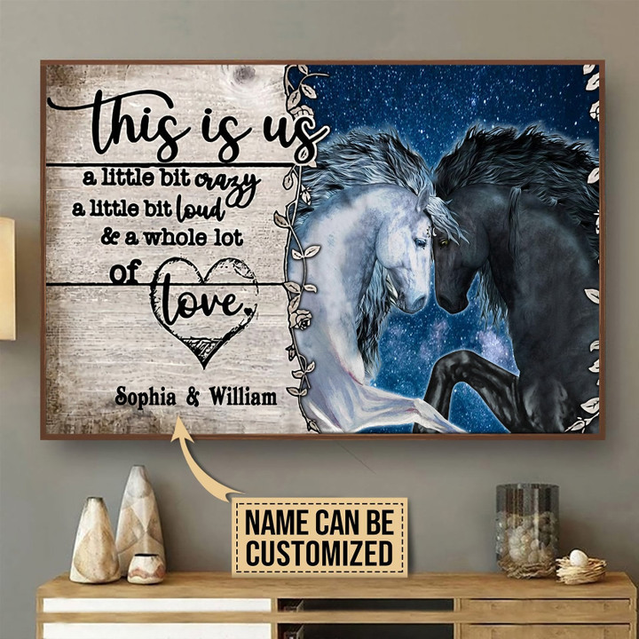 Love Horse Custom Name 3D All Over Printed Poster Horizontal - Amaze Style™-Poster