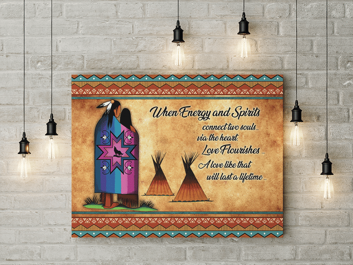 Native American Symbols Of Love When Energy And Spirits Connect Two Souls Ledger Art Native American Patterns 3D All Over Printed Canvas - 