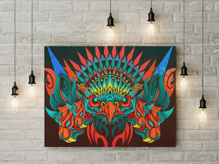 Aztec Mexica Eagle Mural Art 3D All Over Printed Canvas - 