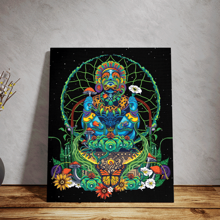 Psychedelic Aztec Xochipilli Mural Art 3D All Over Printed Canvas - 