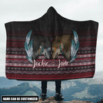 Native Wolf Tattoo Native American Customized For Couple 3D All Over Printed Hooded Blanket - Am Style Design