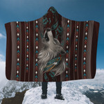 Native Wolf Tattoo Native American Pattern Hooded Blanket - Am Style Design